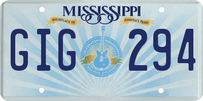 MS license plate GIG294