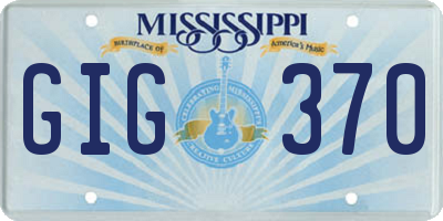 MS license plate GIG370