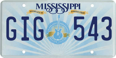 MS license plate GIG543