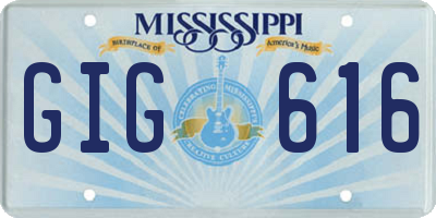 MS license plate GIG616