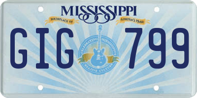 MS license plate GIG799