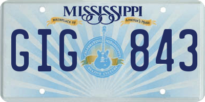 MS license plate GIG843