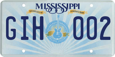 MS license plate GIH002