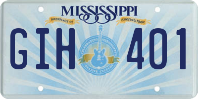 MS license plate GIH401