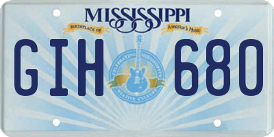 MS license plate GIH680