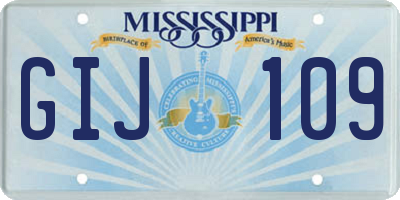 MS license plate GIJ109