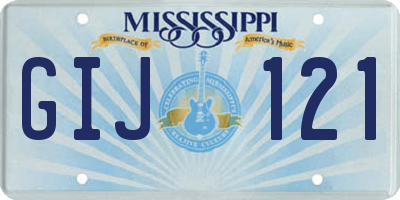 MS license plate GIJ121