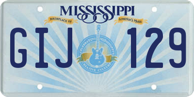 MS license plate GIJ129