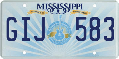 MS license plate GIJ583