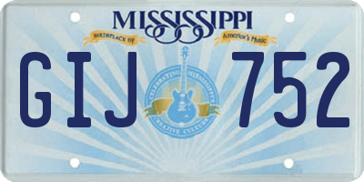 MS license plate GIJ752