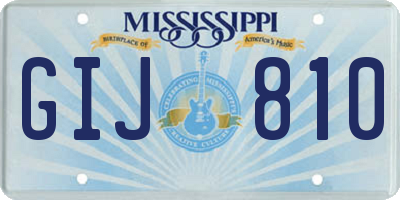 MS license plate GIJ810