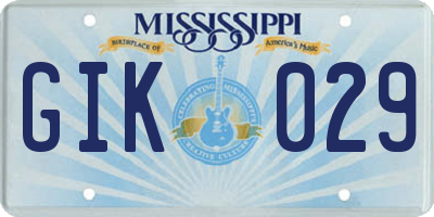 MS license plate GIK029