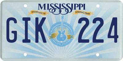 MS license plate GIK224