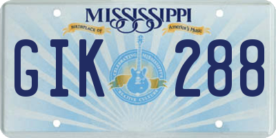 MS license plate GIK288
