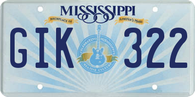 MS license plate GIK322