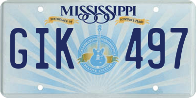 MS license plate GIK497