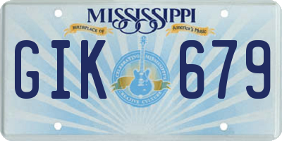 MS license plate GIK679
