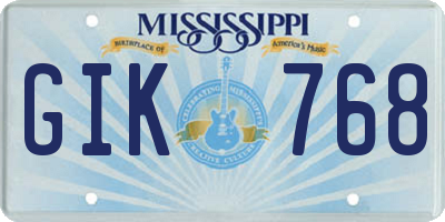 MS license plate GIK768