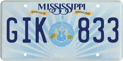 MS license plate GIK833
