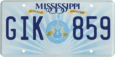 MS license plate GIK859