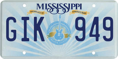 MS license plate GIK949