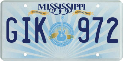 MS license plate GIK972