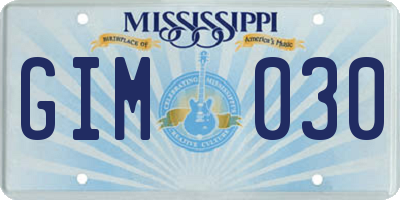 MS license plate GIM030