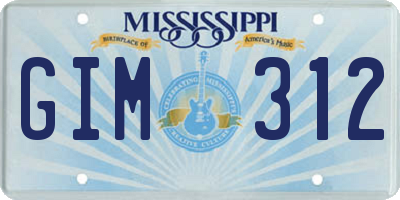 MS license plate GIM312