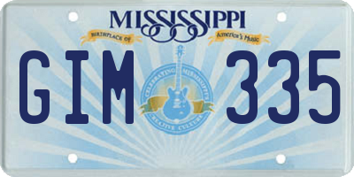 MS license plate GIM335