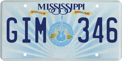 MS license plate GIM346