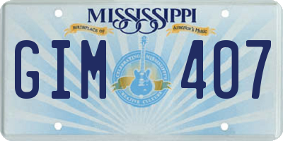 MS license plate GIM407