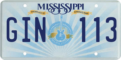 MS license plate GIN113
