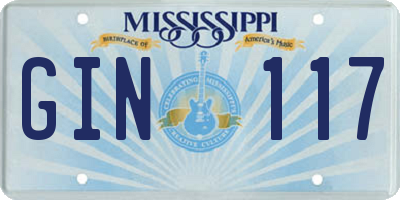 MS license plate GIN117