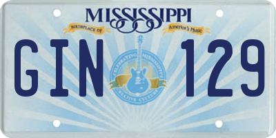 MS license plate GIN129