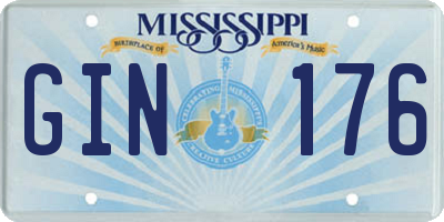 MS license plate GIN176