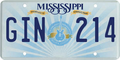 MS license plate GIN214