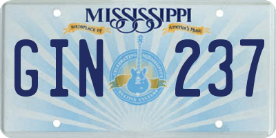 MS license plate GIN237