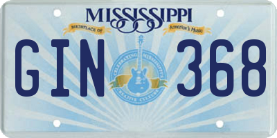 MS license plate GIN368