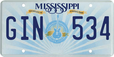 MS license plate GIN534