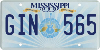 MS license plate GIN565