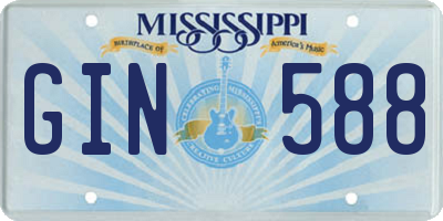 MS license plate GIN588