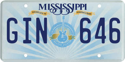 MS license plate GIN646