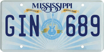 MS license plate GIN689