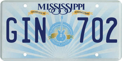 MS license plate GIN702