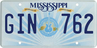 MS license plate GIN762