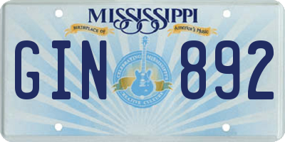 MS license plate GIN892