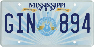 MS license plate GIN894