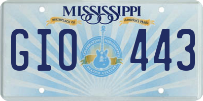 MS license plate GIO443