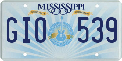 MS license plate GIO539