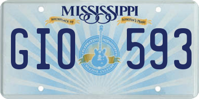 MS license plate GIO593
